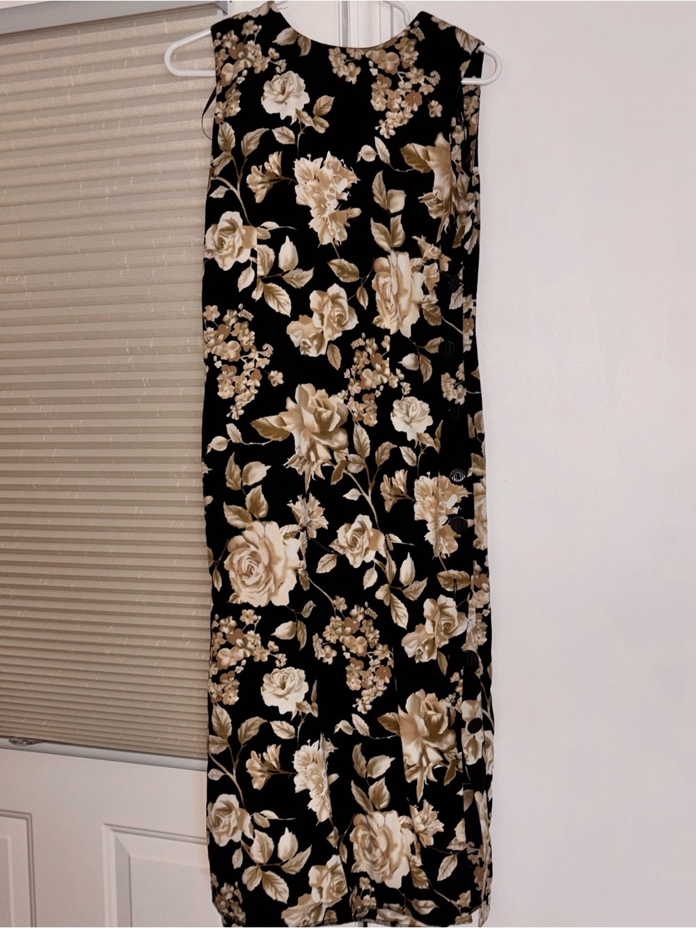 Vintage R&K originals 6P Black & Tan dark, romantic floral midi dress